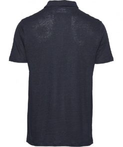 Knowledge Cotton Apparel Rowan Linen Polo Shirt Blue
