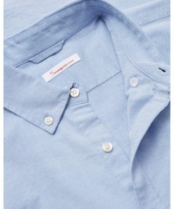 Knowledge Cotton Apparel Elder Regular Fit Shirt Blue