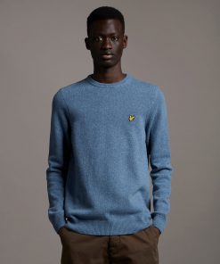 Lyle & Scott Crew Neck Lambswool Blend Jumper Slate Blue Marl
