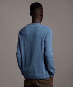 Lyle & Scott Crew Neck Lambswool Blend Jumper Slate Blue Marl