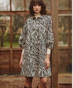 Part Two Eleina Dress Cement Zebra Print