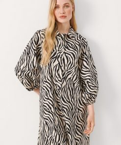 Part Two Eleina Dress Cement Zebra Print