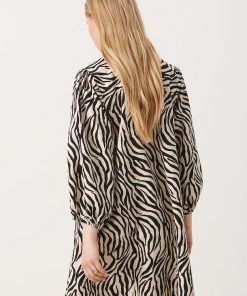 Part Two Eleina Dress Cement Zebra Print