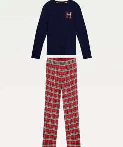Tommy Hilfiger Pyjama + Slippers Set Des Sky/Hilfiger Plaid
