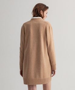 Gant Woman Long Wool Cardigan Khaki Melange