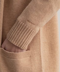 Gant Woman Long Wool Cardigan Khaki Melange