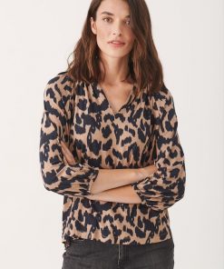 Part Two Milea T-shirt Dark Navy Ikat Leo Print