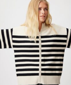Gestuz Talligz Striped Cardigan Moonbeam Black Stripe