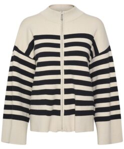 Gestuz Talligz Striped Cardigan Moonbeam Black Stripe
