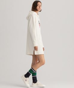 Gant Woman Retro Shield Hoodie Dress Eggshell