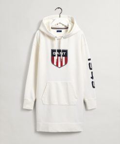 Gant Woman Retro Shield Hoodie Dress Eggshell