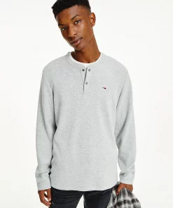 Tommy Jeans Henley Long Sleeve T-shirt Light Grey heather