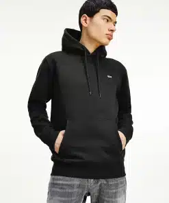 Tommy Jeans Fleece Flag Patch Hoodie Black