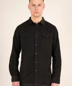 Knowledge Cotton Apparel Babycord Custom Fit Shirt Black jet