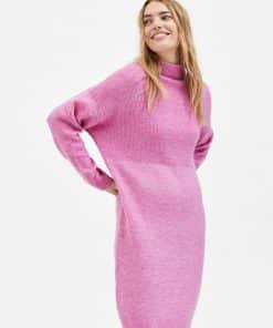 Selected Femme Mola Highneck Knit Dress Phlox Pink