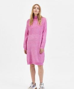 Selected Femme Mola Highneck Knit Dress Phlox Pink