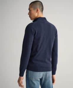 Gant Superfine Lambswool Half Zip Sweater Dark Navy Melange