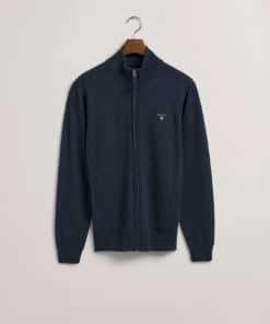 Gant Superfine Lambswool Half Zip Sweater Dark Navy Melange