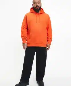 Calvin Klein Monologo Sleeve Badge Hoodie Coral Orange