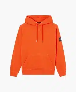 Calvin Klein Monologo Sleeve Badge Hoodie Coral Orange