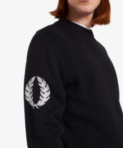 Fred Perry Laurel Wreath Crew Neck Jumper Black