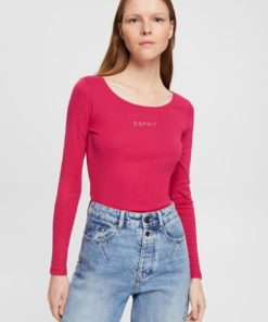 Esprit Long Sleeve Logo T-shirt Dark Pink