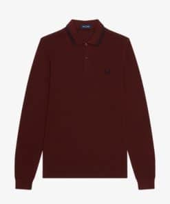 Fred Perry Twin Tipped Ls Shirt Oxblood