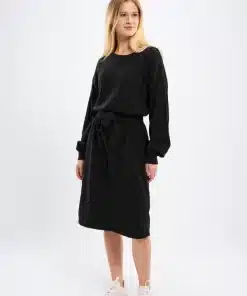 Knowledge Cotton apparel Crew Neck Merino Dress Black Jet
