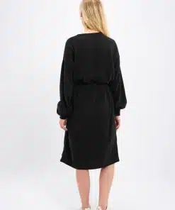Knowledge Cotton apparel Crew Neck Merino Dress Black Jet