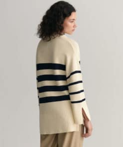 Gant Woman Breton Open Collar Knit Cream