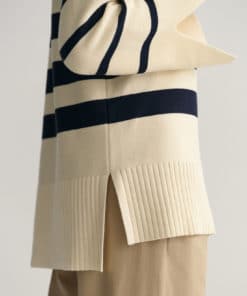 Gant Woman Breton Open Collar Knit Cream