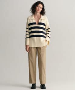 Gant Woman Breton Open Collar Knit Cream