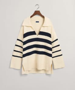 Gant Woman Breton Open Collar Knit Cream