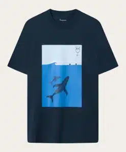 Knowledge Cotton Apparel Whale Front Print T-shirt Total Eclipse