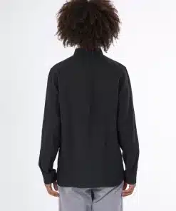 Knowledge Cotton Apparel Custom Fit Linen Shirt Black Jet