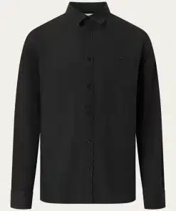 Knowledge Cotton Apparel Custom Fit Linen Shirt Black Jet