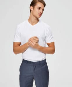 Selected Homme New Pima V-Neck Bright White