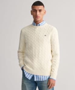 Gant Cotton Cable C-Neck Cream