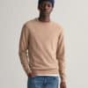 Gant Superfine Lambswool Crew Neck Jumper Dark Sand Melange