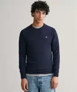 Gant Superfine Lambswool Crew Neck Jumper Dark Navy Melange