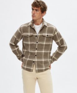 Selected Homme Mason Pablo Check Overshirt Sand