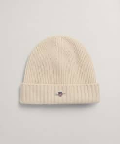 Gant Unisex Shield Wool Beanie Cream