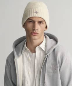 Gant Unisex Shield Wool Beanie Cream