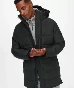 Only & Sons Carl Life Long Quilted Jacket Black