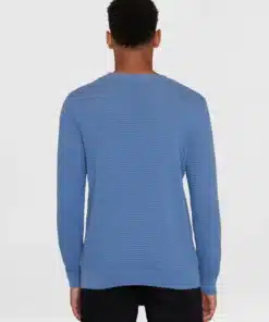 Knowledge Cotton Apparel Vagn Bubble Knit Crew Moonlight Blue
