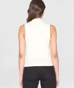 Knowledge Cotton Apparel High Neck Rib Top Star White