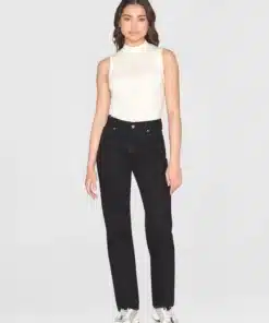 Knowledge Cotton Apparel High Neck Rib Top Star White