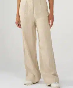 Knowledge Cotton Apparel Posey Wide Linen Pants Light Feather Gray