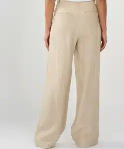 Knowledge Cotton Apparel Posey Wide Linen Pants Light Feather Gray