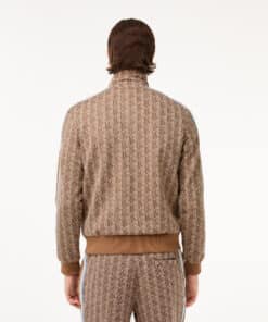 Lacoste Paris Jaquard Monogram Zipped Sweatshirt Beige/Brown